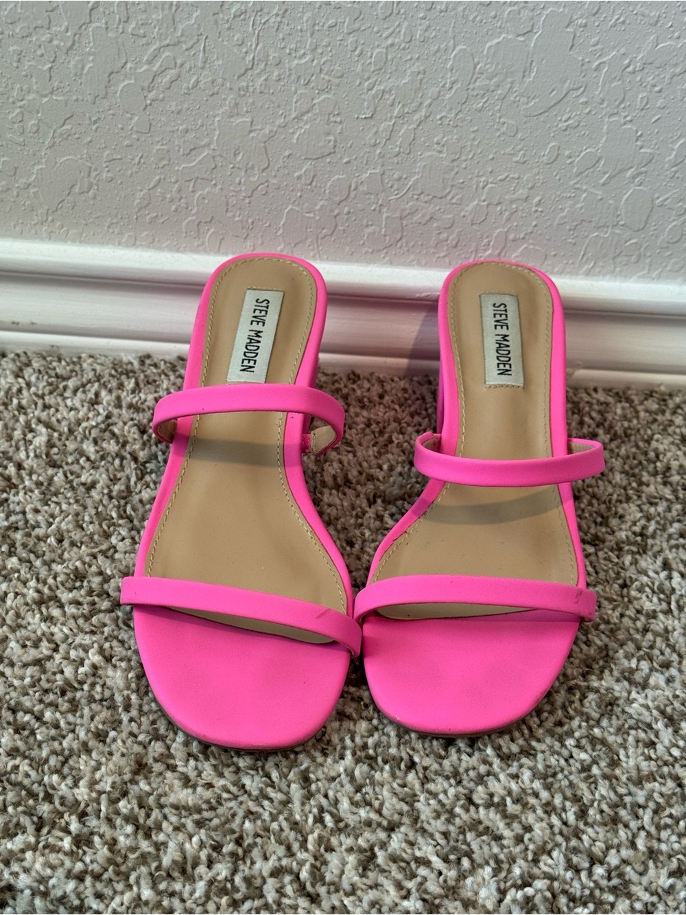 Steve Madden Neon Pink Double-Strap Slide Sandals